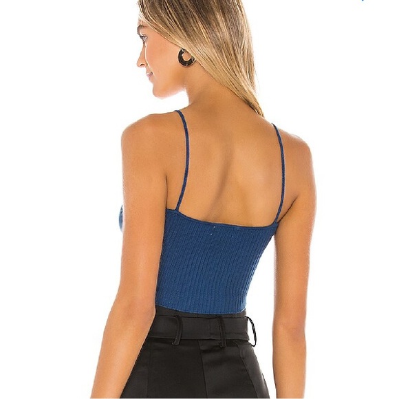 Superdown Blue Ribbed Zip-Up Camisole Size Small - Picture 3 of 9